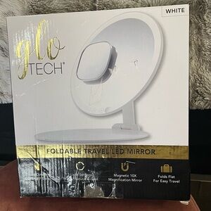 White Foldable Travel LED Mirror